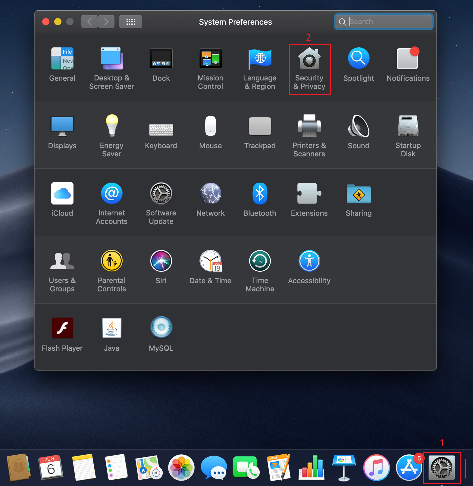Selecting System Preferences for enabling Location Services for Mac Geotracking with MDM