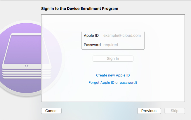 Entering DEP credentials