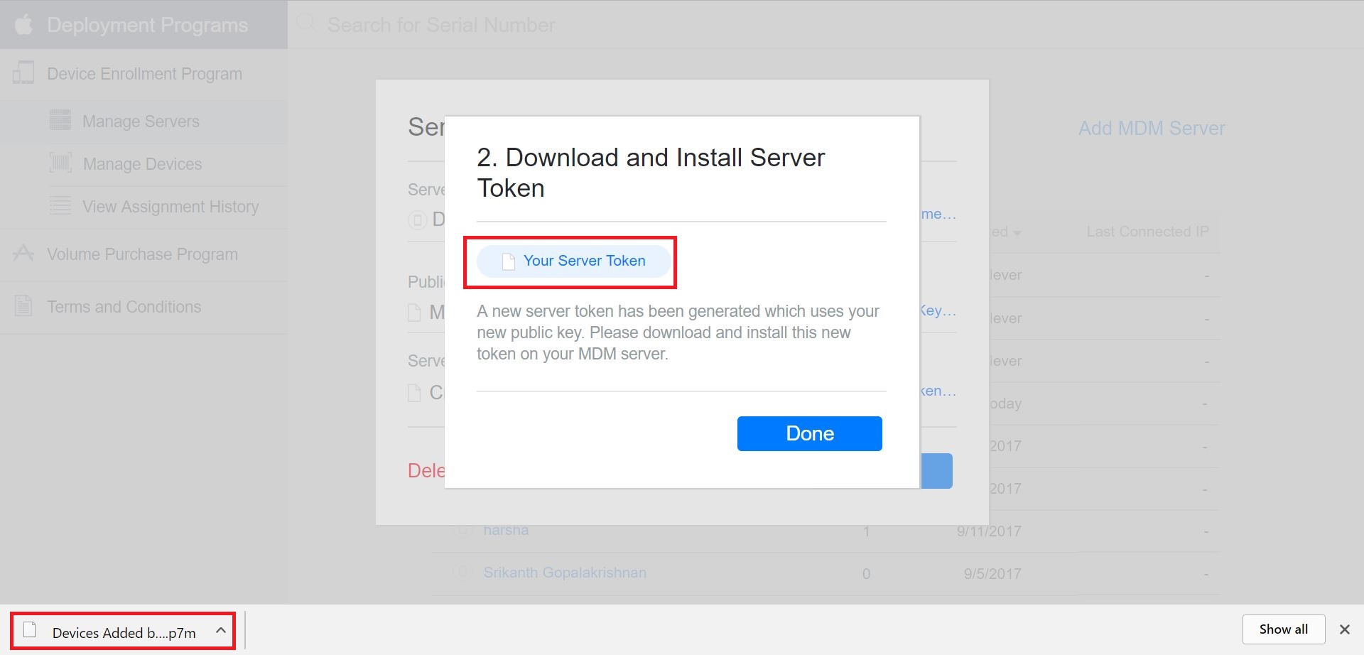 Download Server Token
