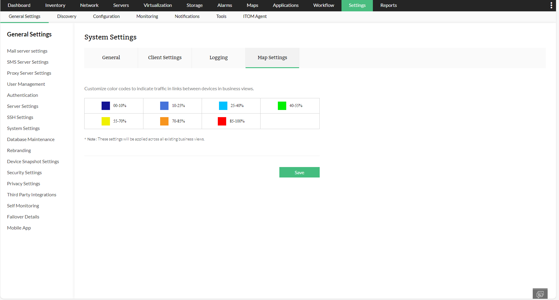 Map Settings in OpManager - System Settings