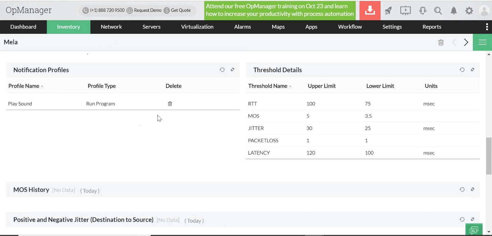 Packet Loss Monitor - ManageEngine OpManager