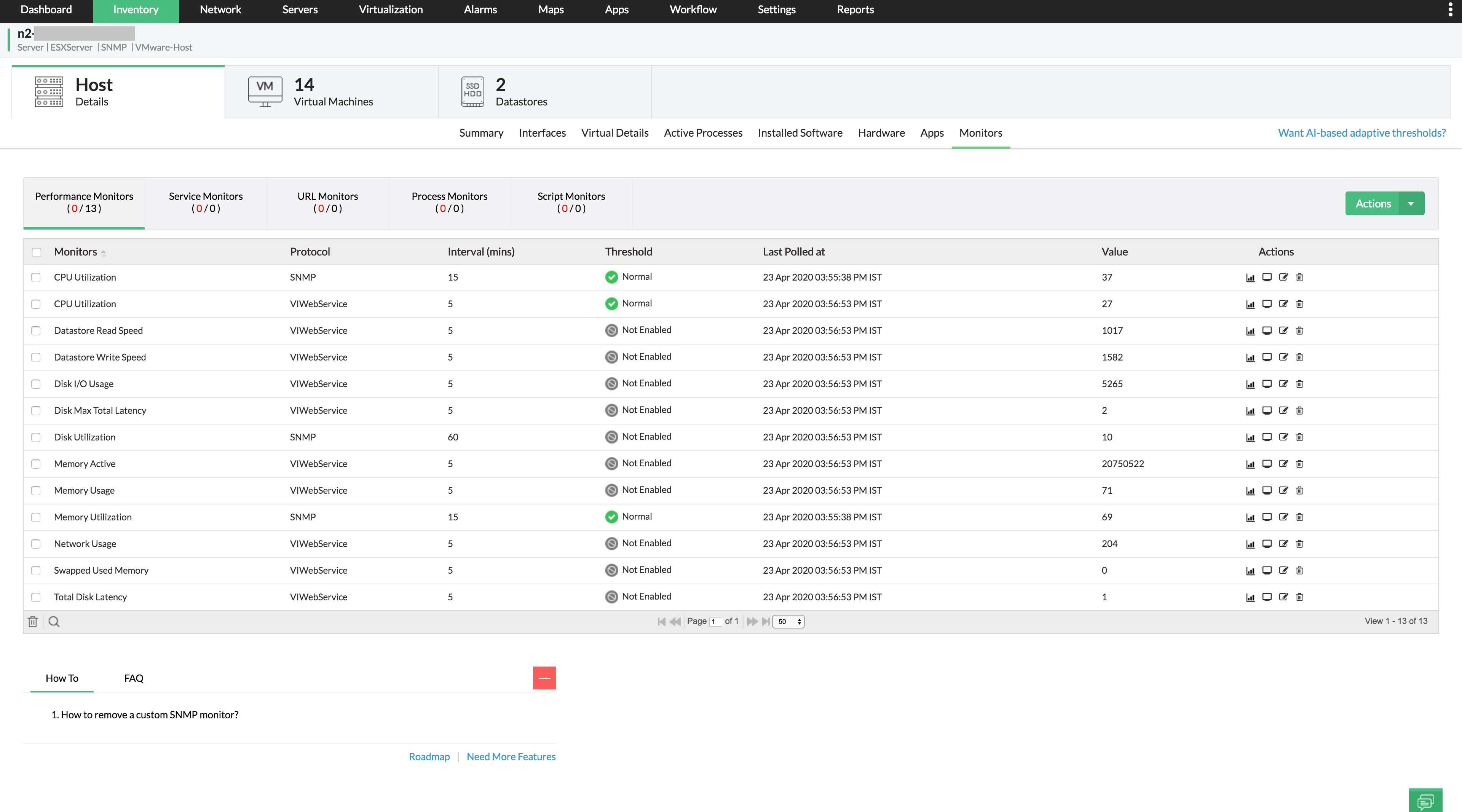 VMware performance monitoring - ManageEngine OpManager