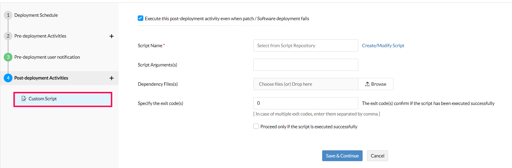 Select/Fill in details deployment policy