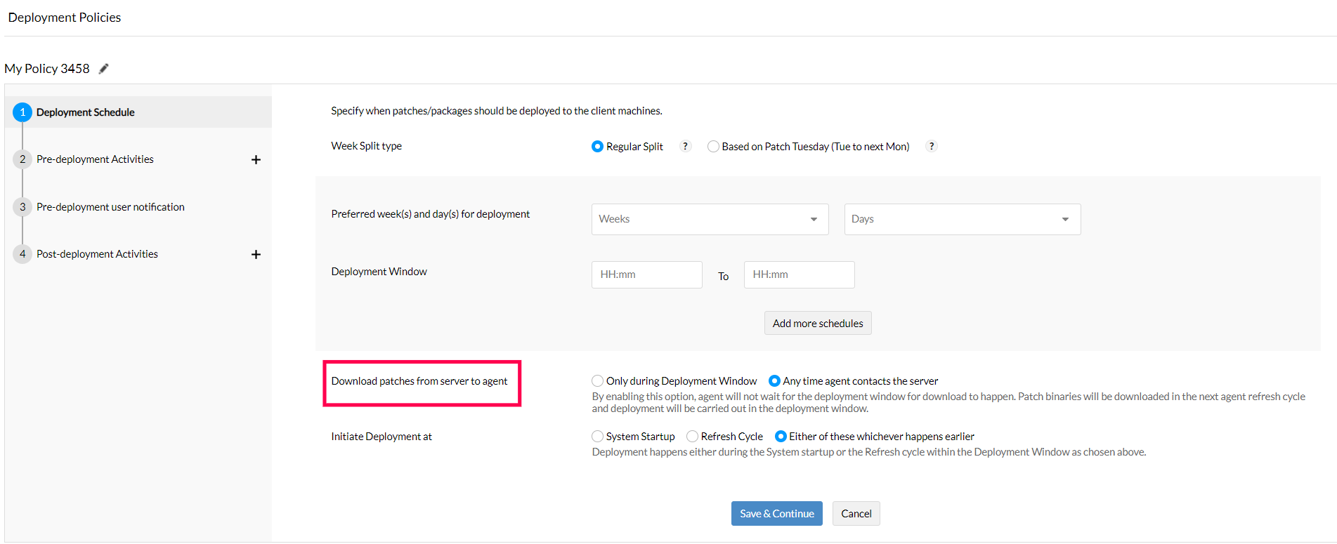 Patch download patch deployment policy