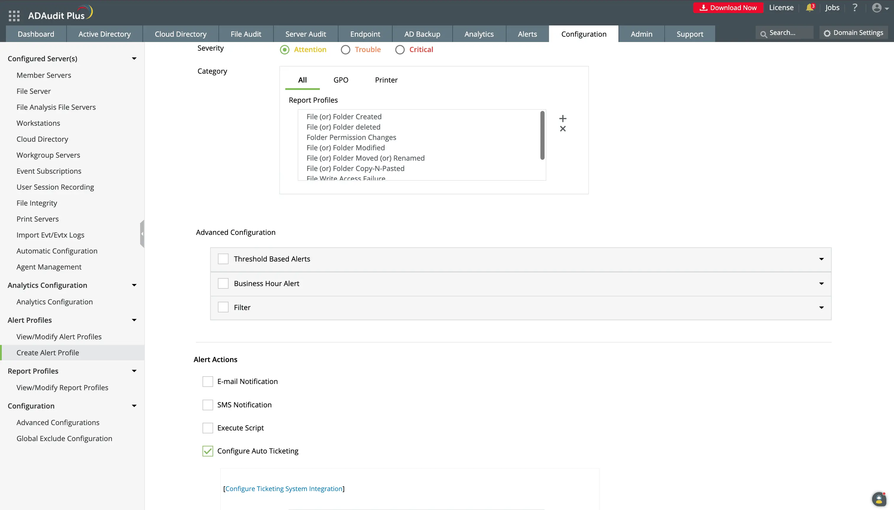 Get real-time FIM alerts with automated responses