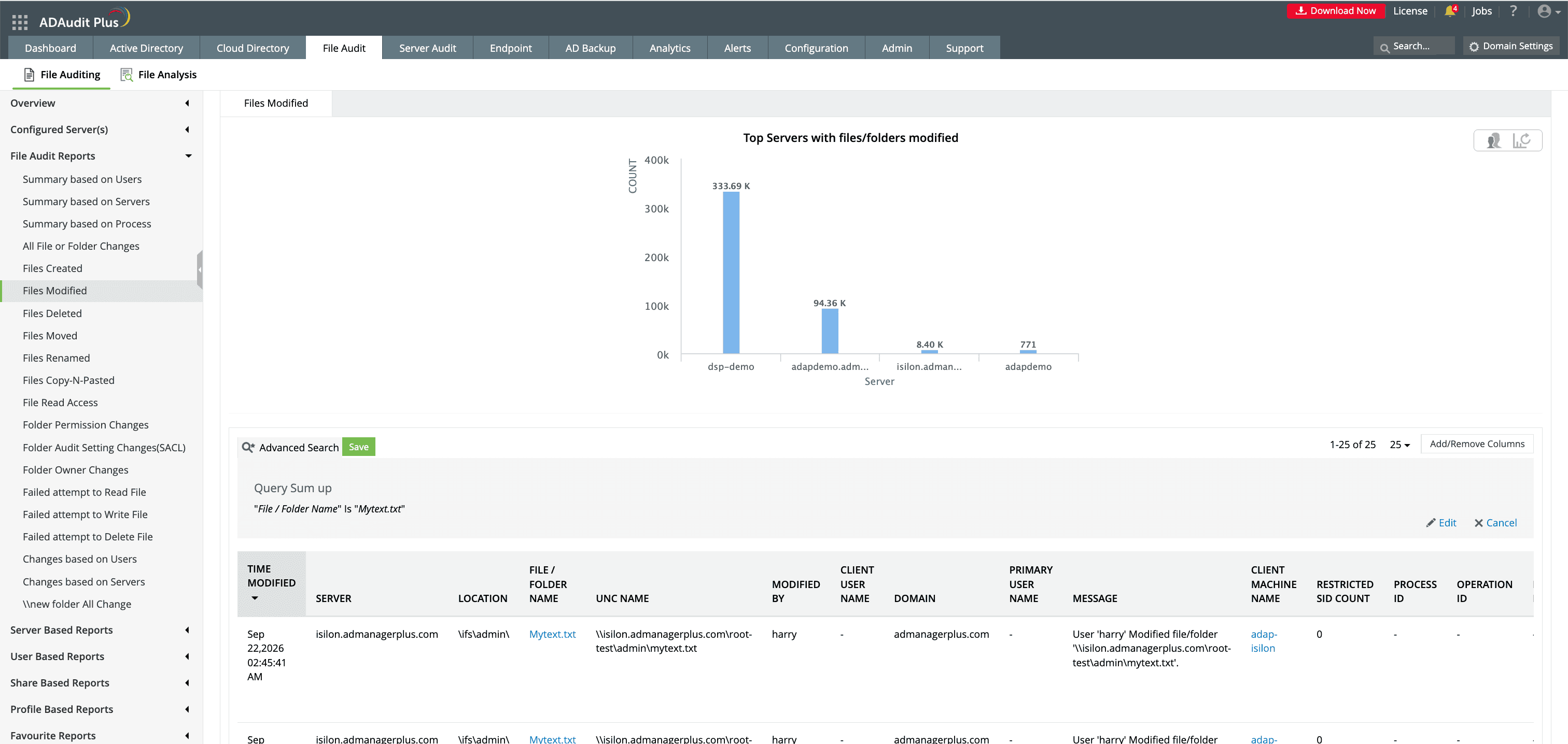 File/folder auditing in ADAudit Plus