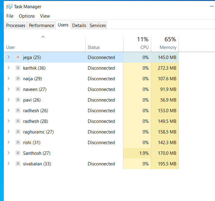 View logged-on users with Task Manager