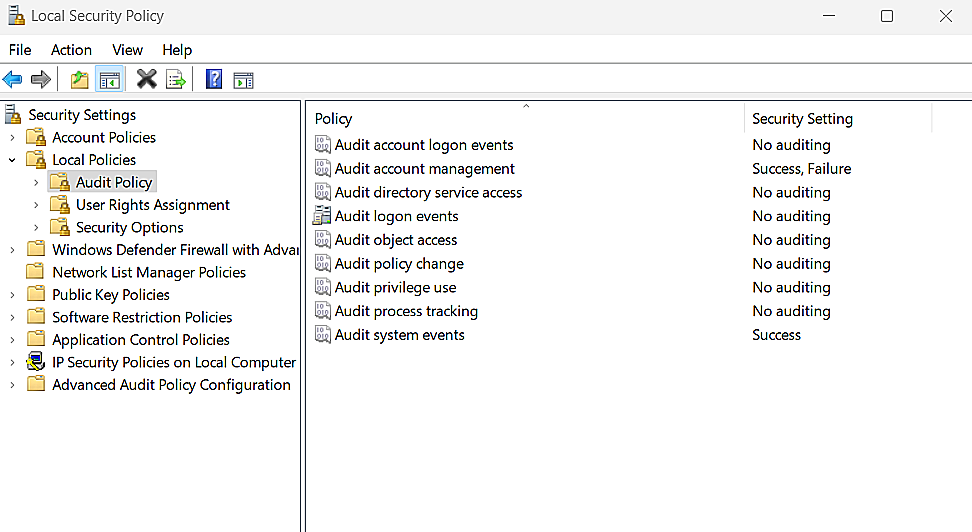 Basic audit policy