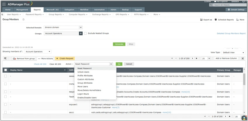 Active Directory group members report