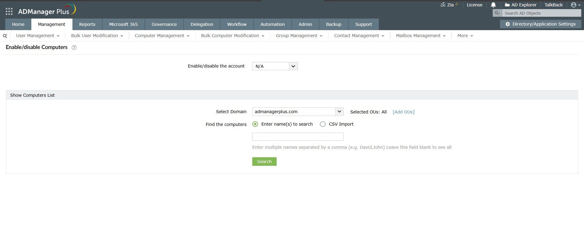 How to manage computers in bulk in Active Directory using ADManager Plus