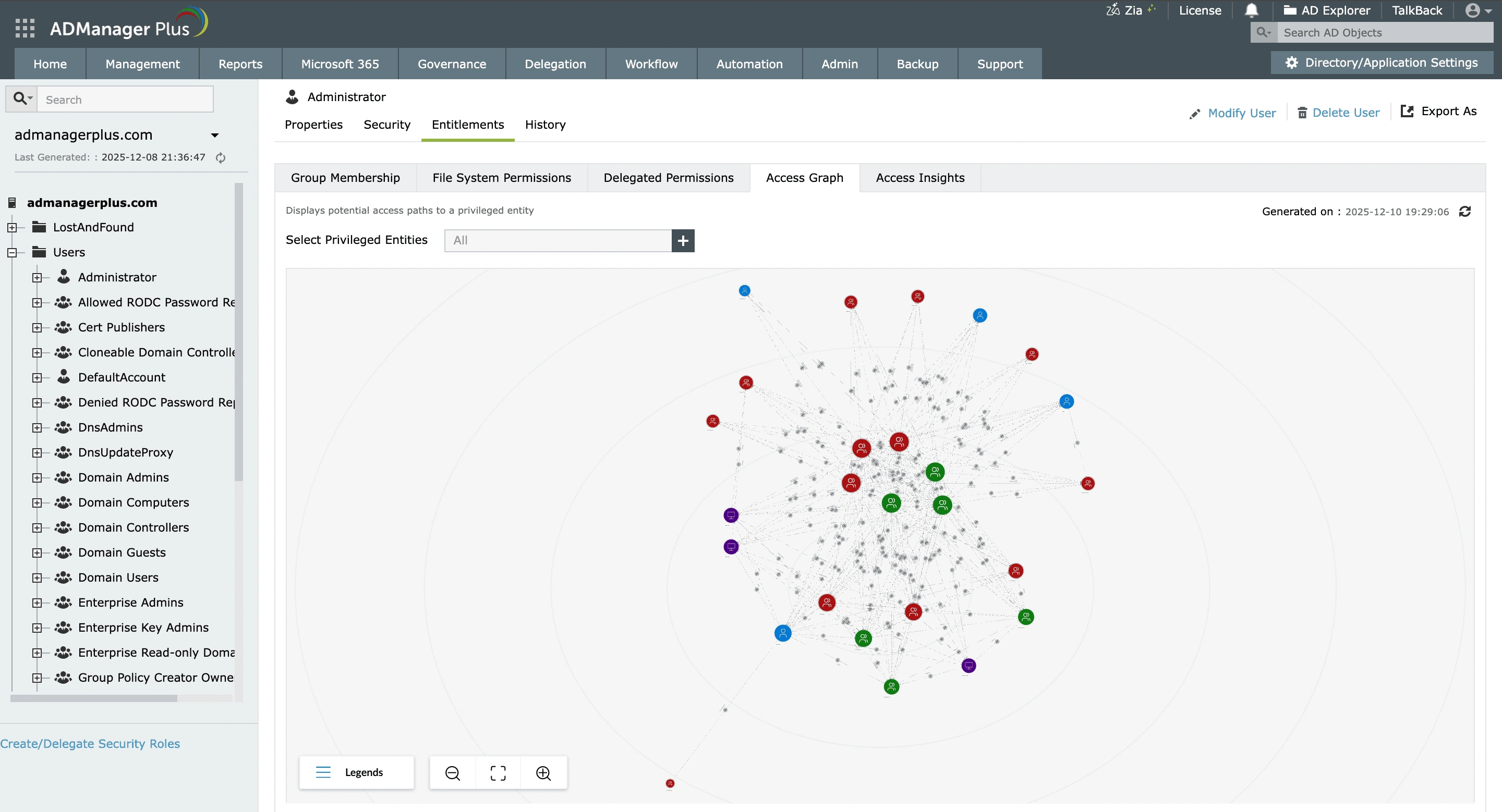 Visualize potential network paths and relationships to identify privilege escalation risks