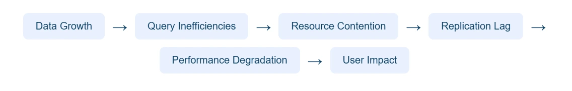 Diagram showing causes of MySQL performance degradation