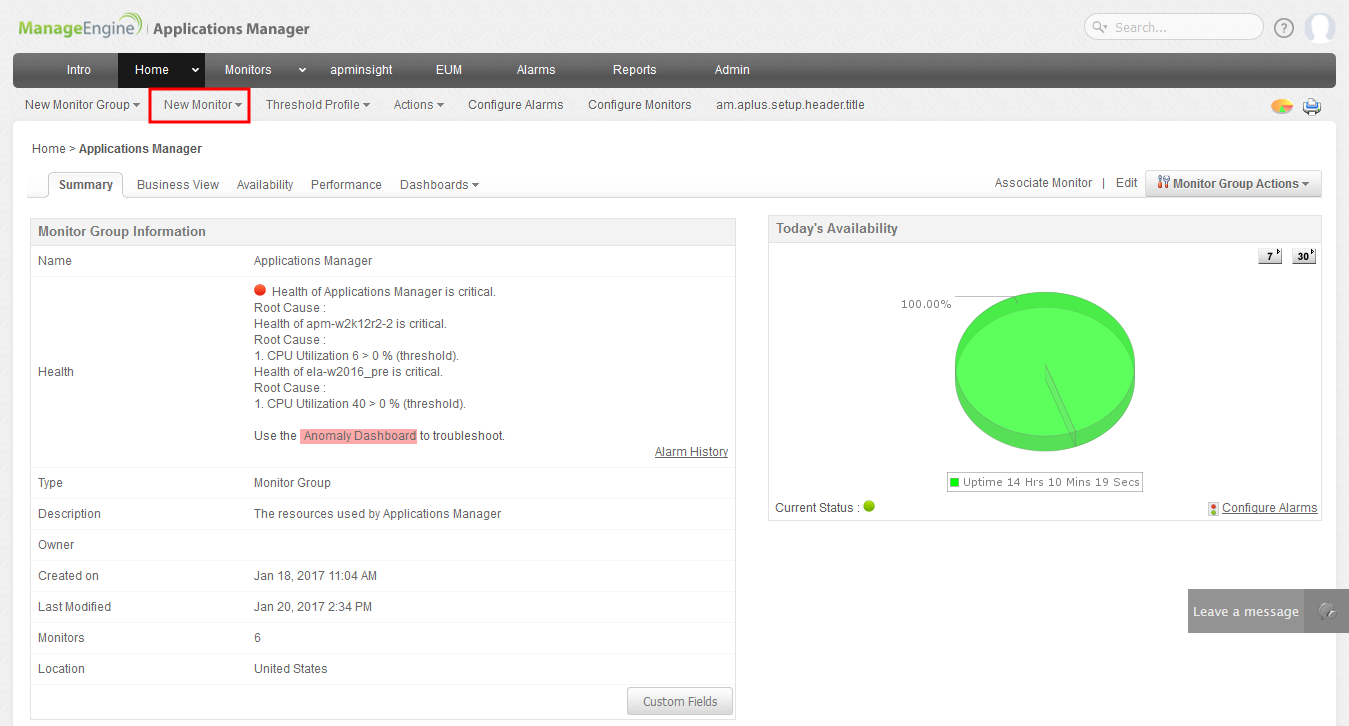 ManageEngine Applications Manager Demo for creating Monitor Groups