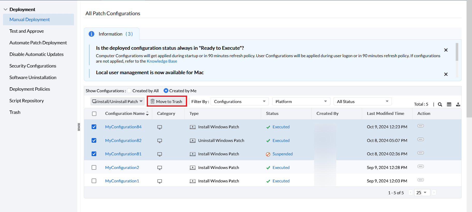 Delete Configuration