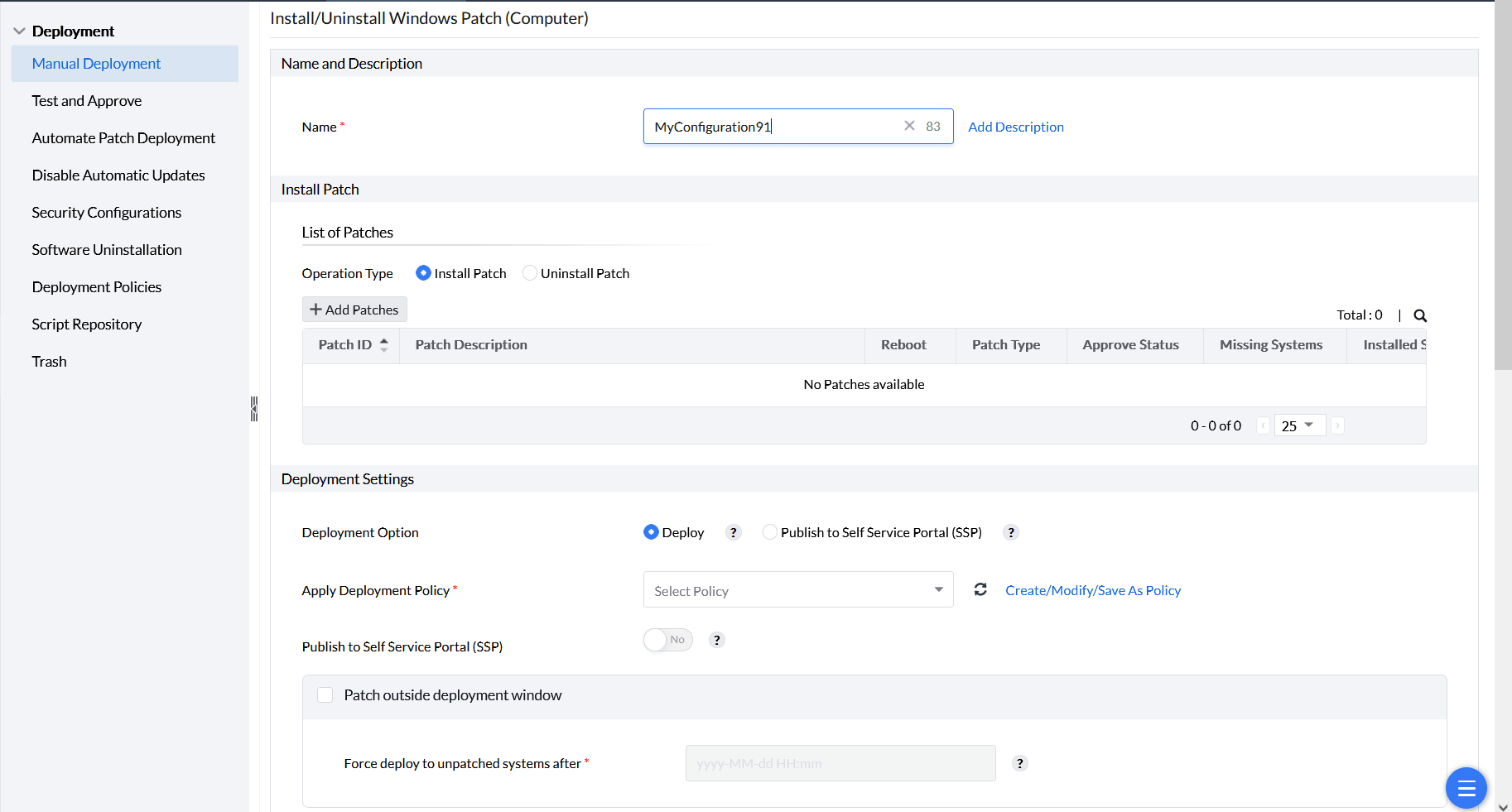 Install/Uninstall Patch