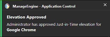 Just-In-Time request approved notification