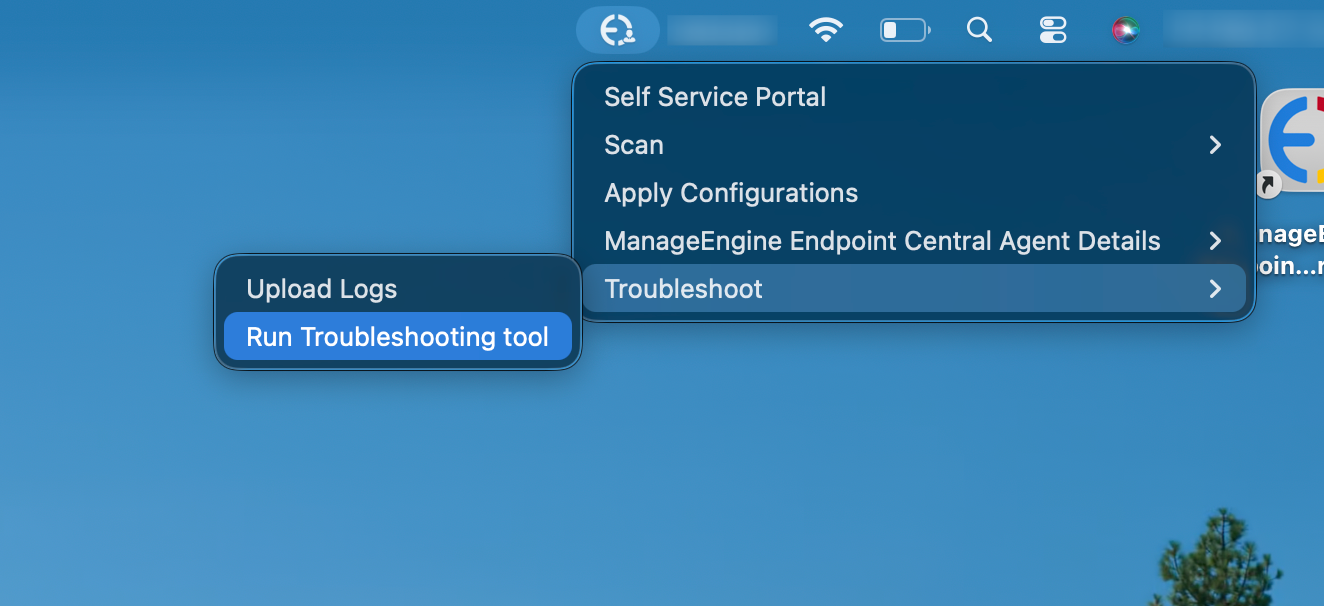mac agent in agent tray icon