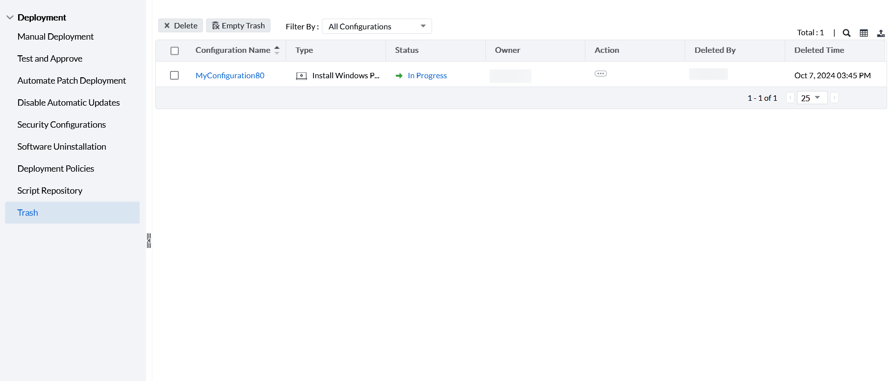Status of Configuration