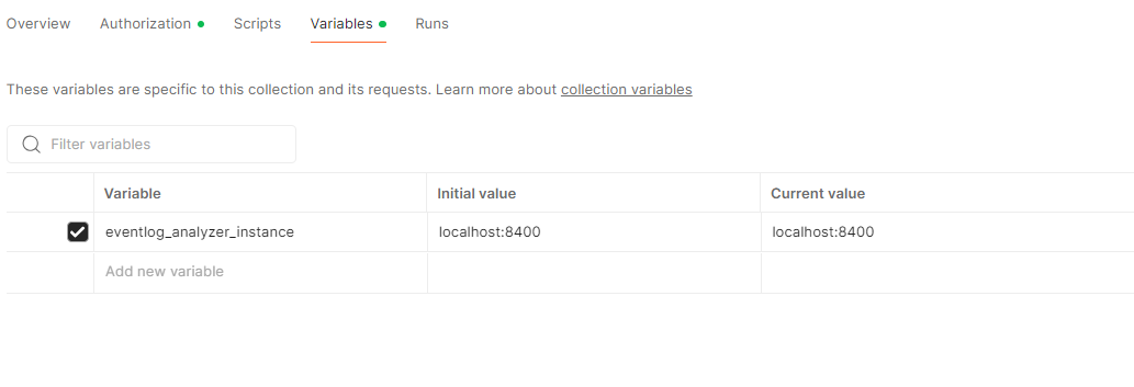 Eventlog Analyzer REST API collection