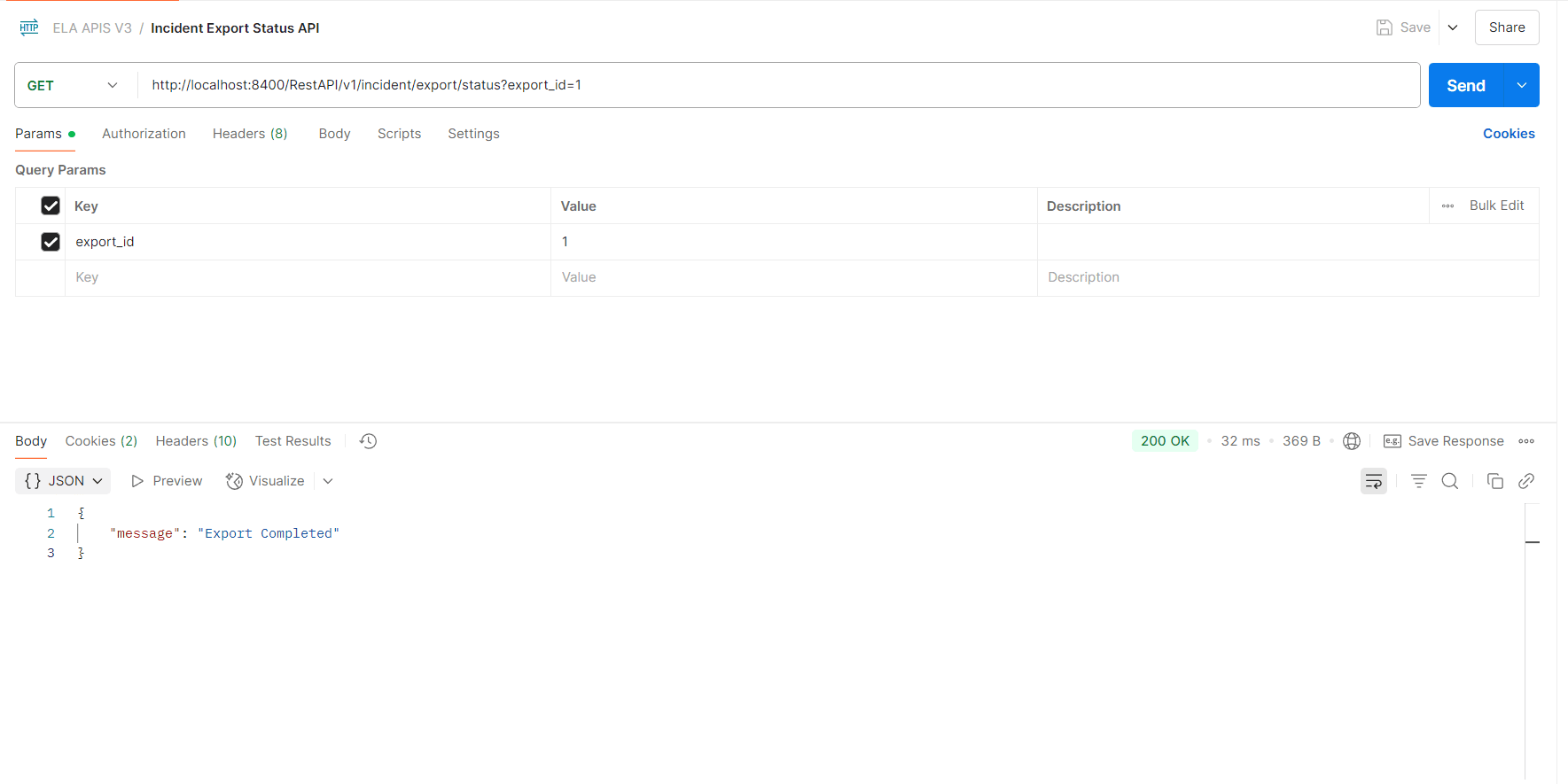 Get Incident Export Status