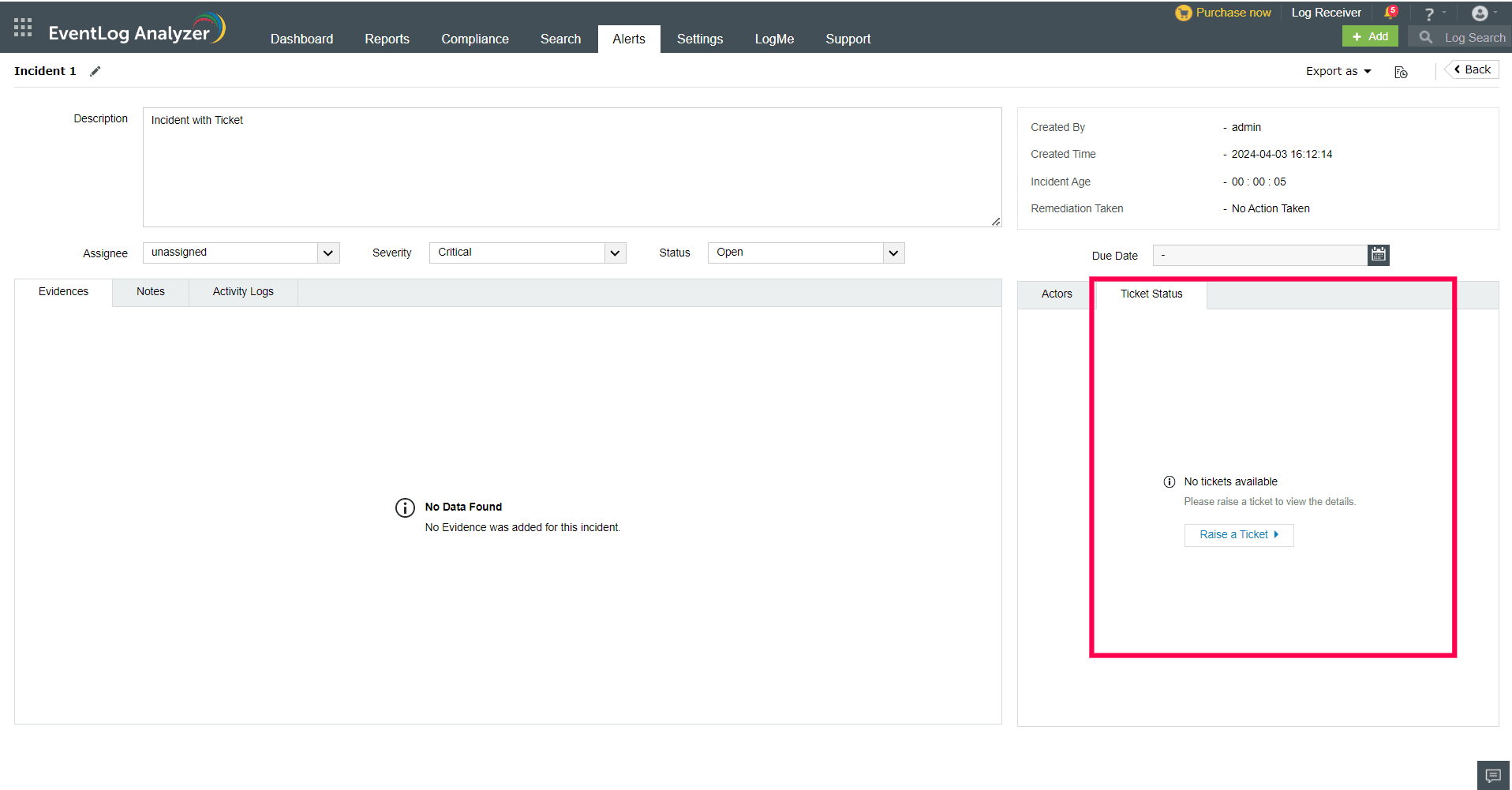 Creating Tickets for Incidents