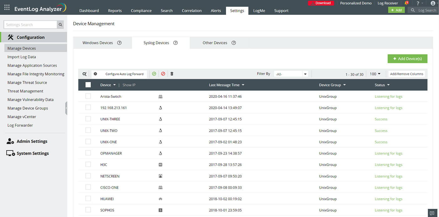 Monitor Linux logs from a central console