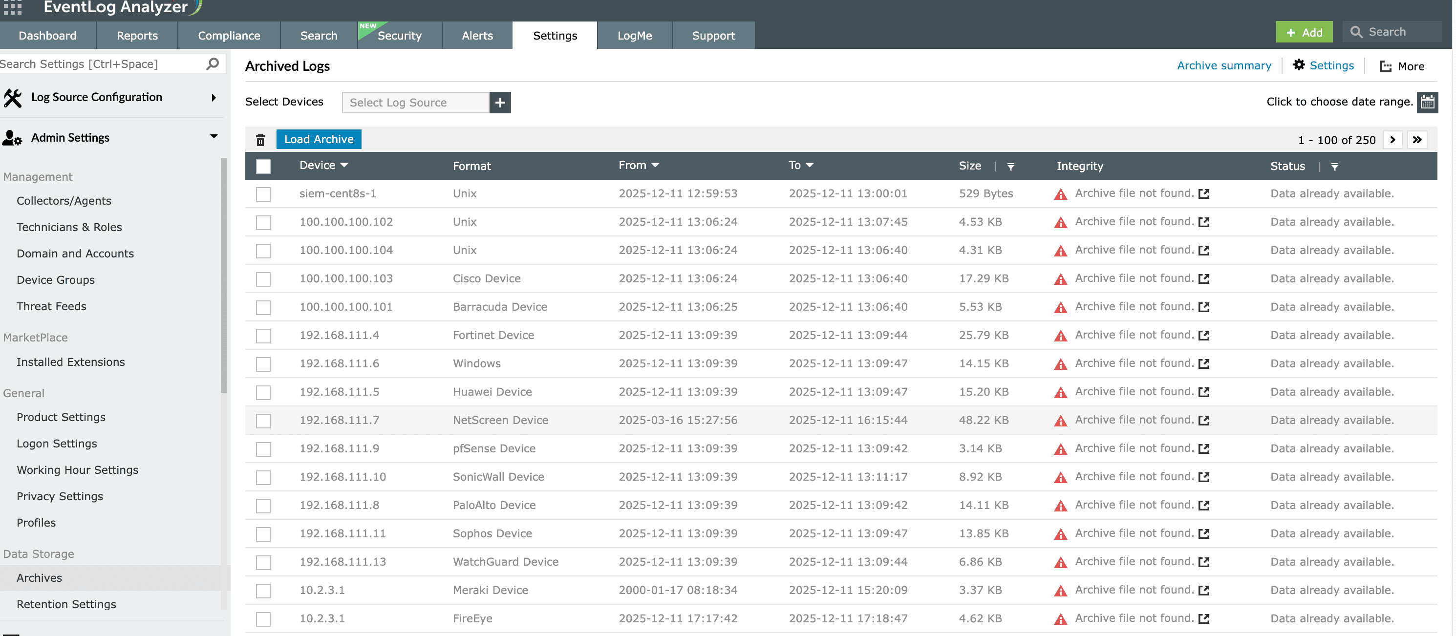 Tamper-proof log archive console in EventLog Analyzer
