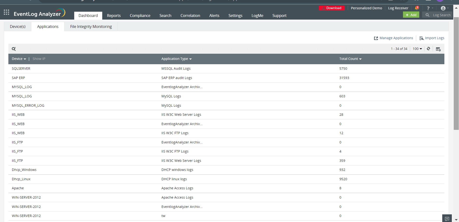 Monitor web server log