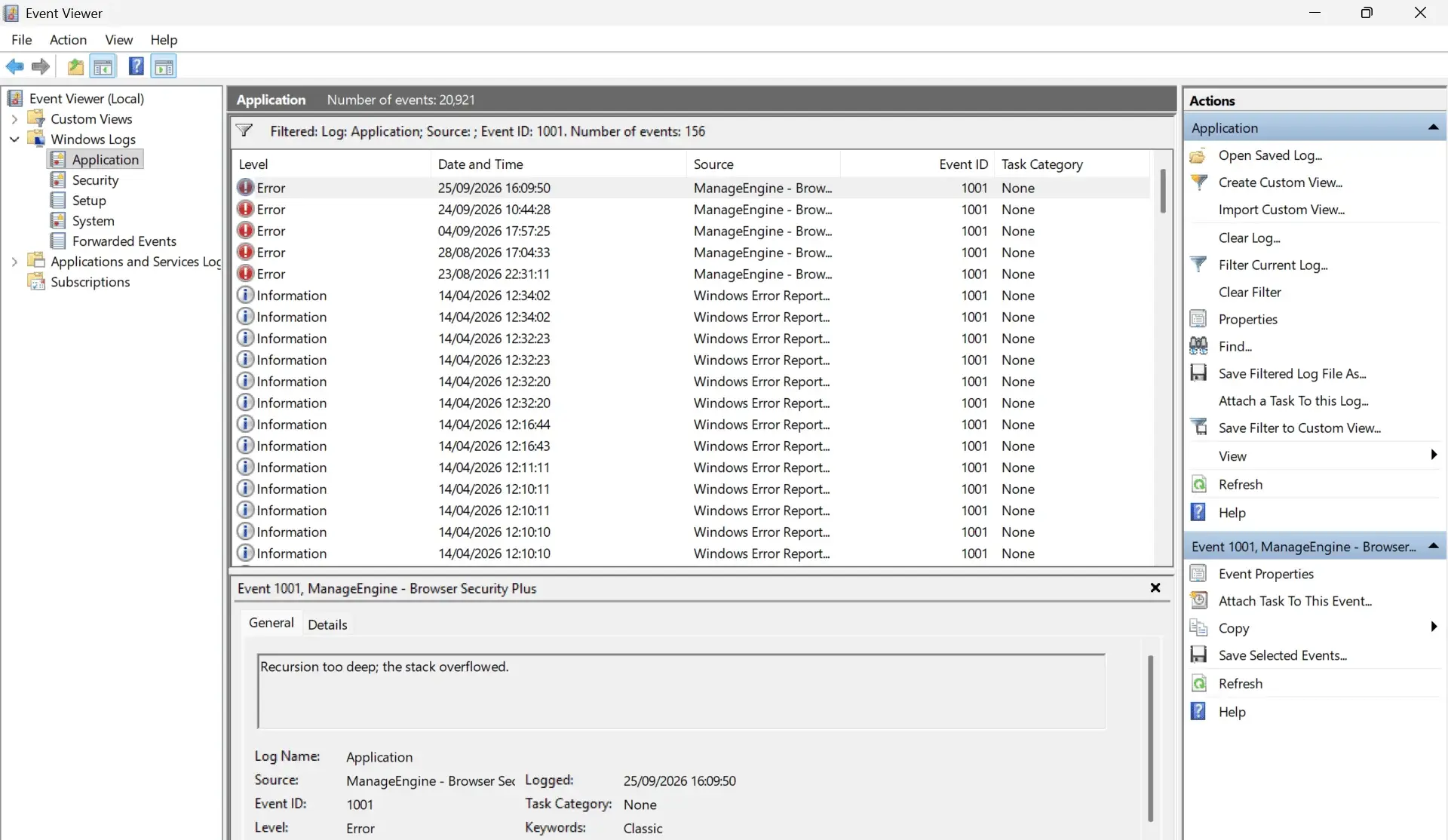 Event id 1001 windows error reporting