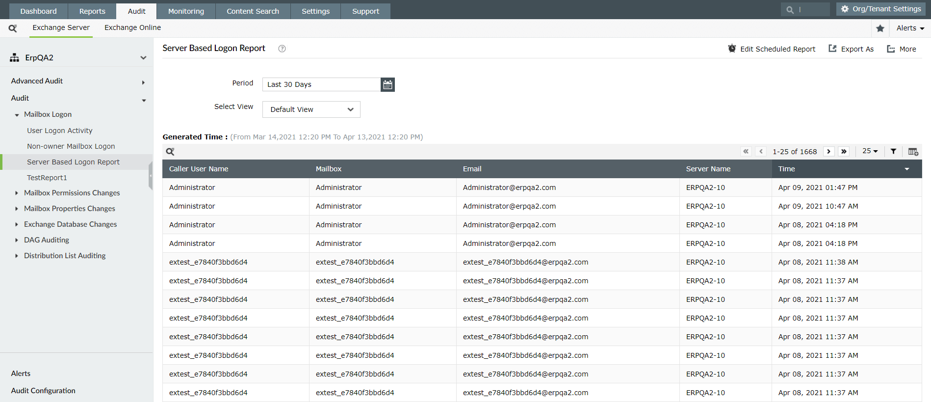 Server-based Logon Report