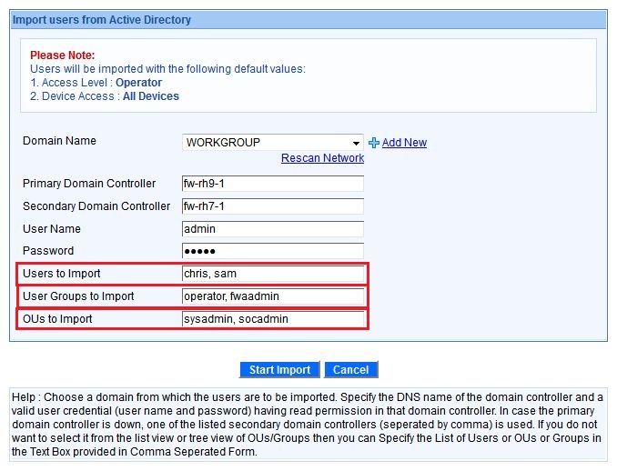 Import specific users from Active Directory