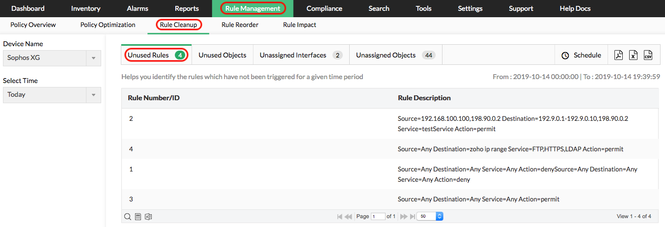 Firewall Order of Rules - rule cleanup recommendation - ManageEngine Firewall Analyzer