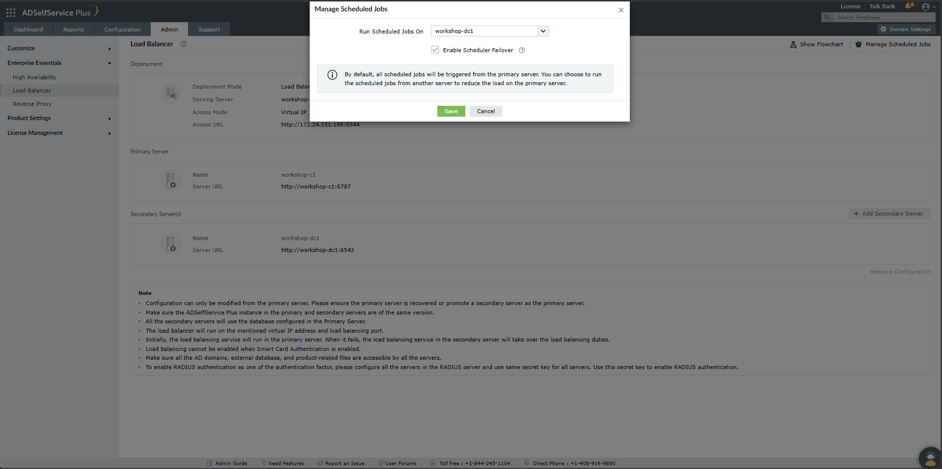 Configuring scheduled jobs for load balancing in ADSelfService Plus Configuring scheduled jobs for load balancing in ADSelfService Plus