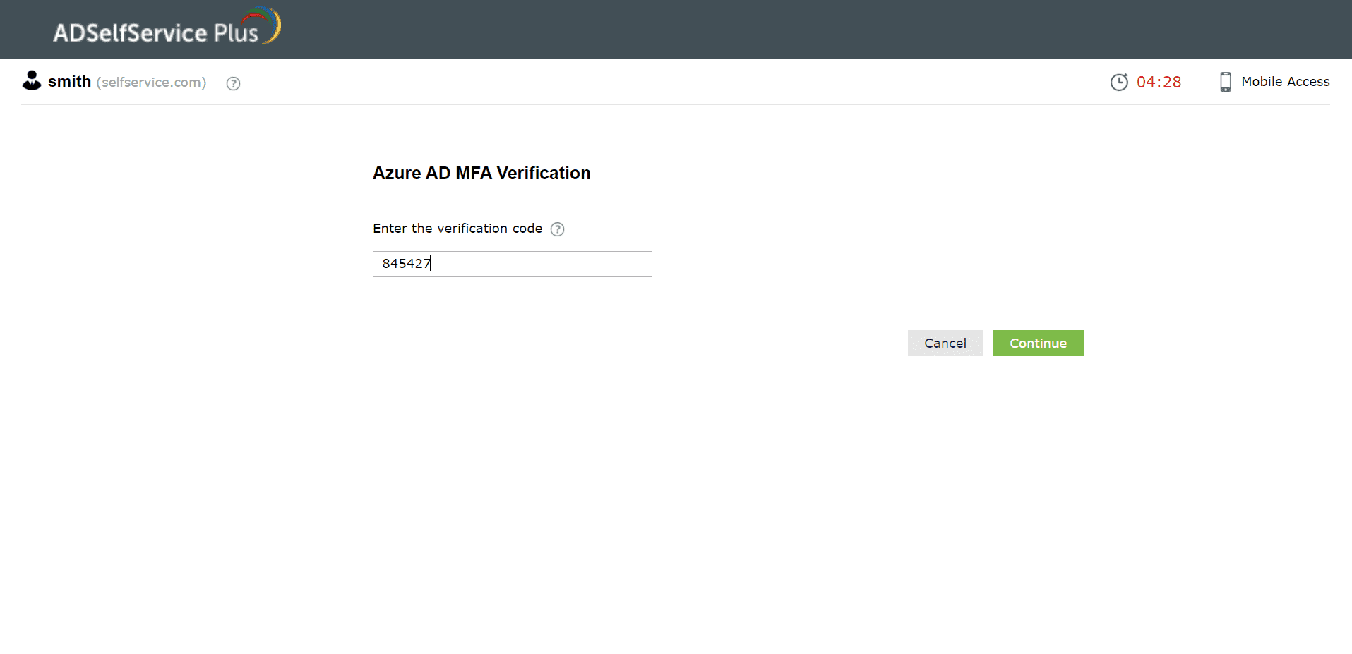 Entering the Microsoft Entra ID MFA verification code