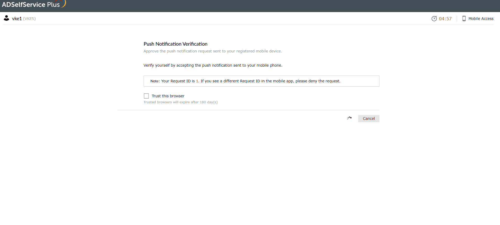 Approving the push notification to confirm your identity