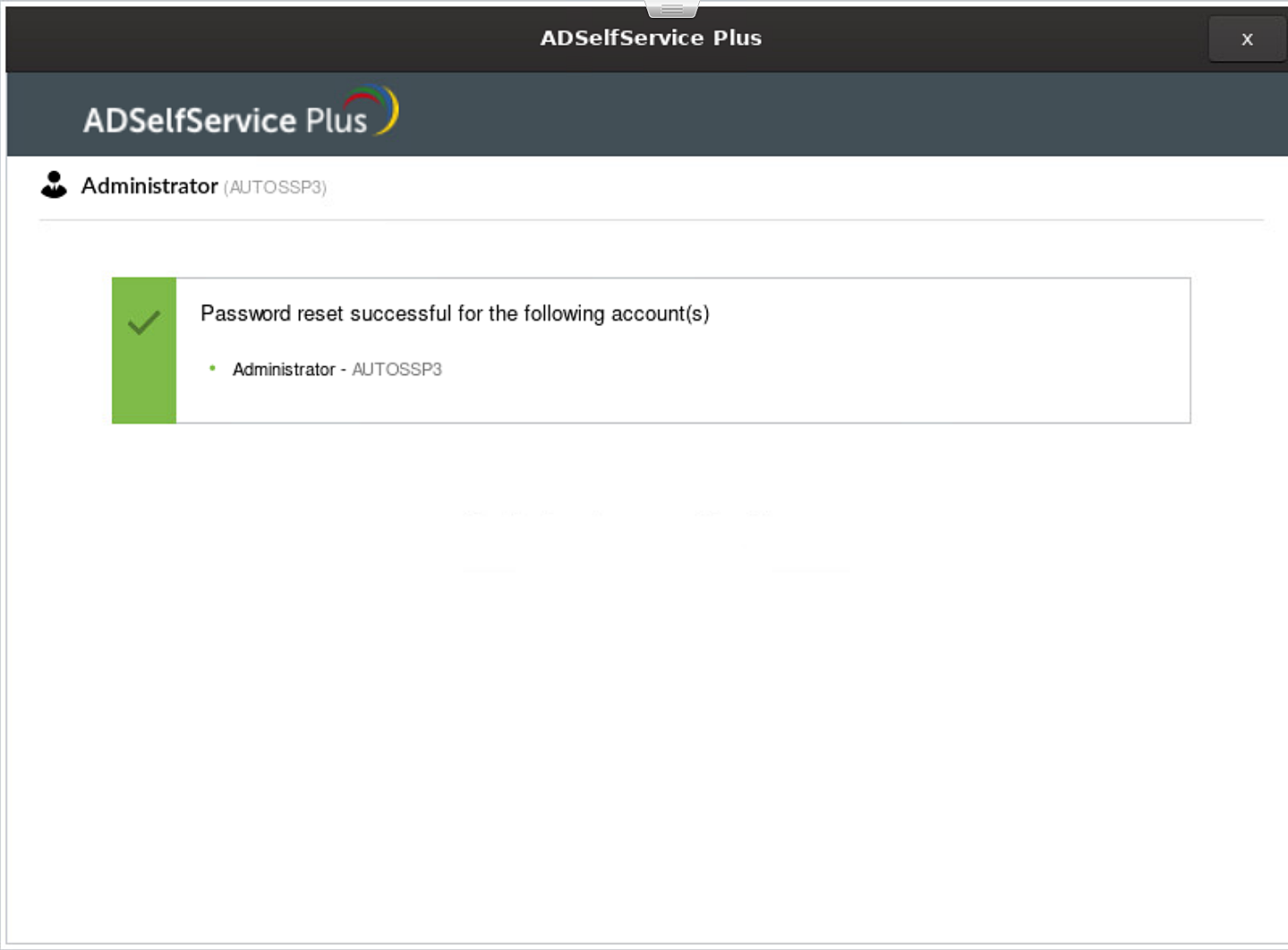 Reset Password Success Message