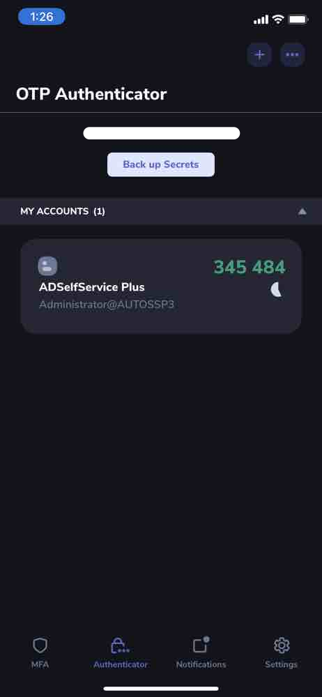 Self Service Password OTP Authenticator