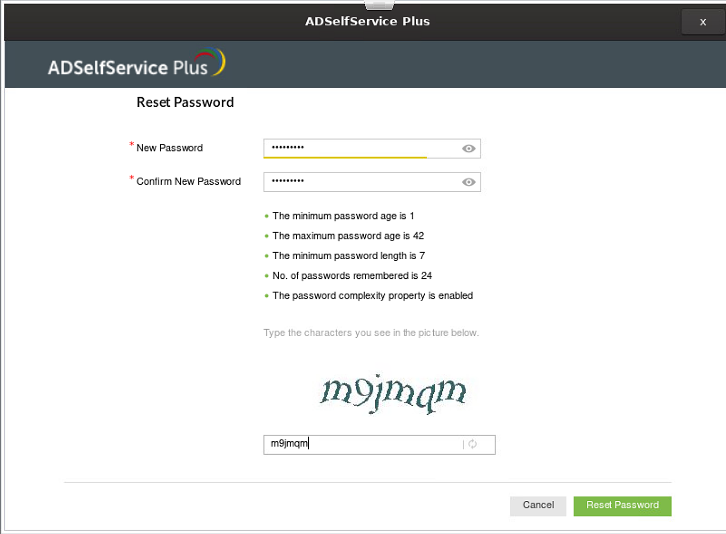 Self Service Password Password Condition