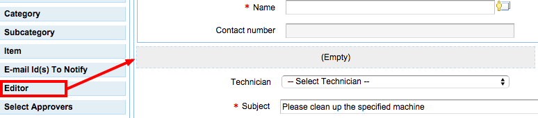 Service request editor