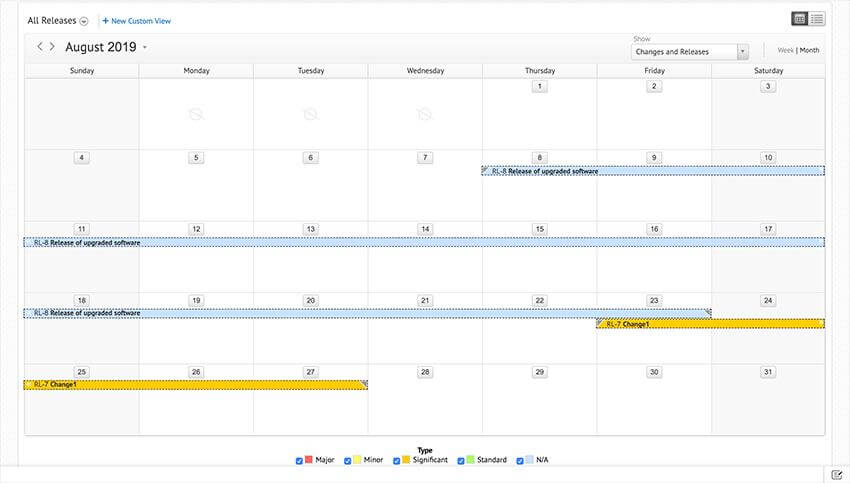 ITIL release calendar