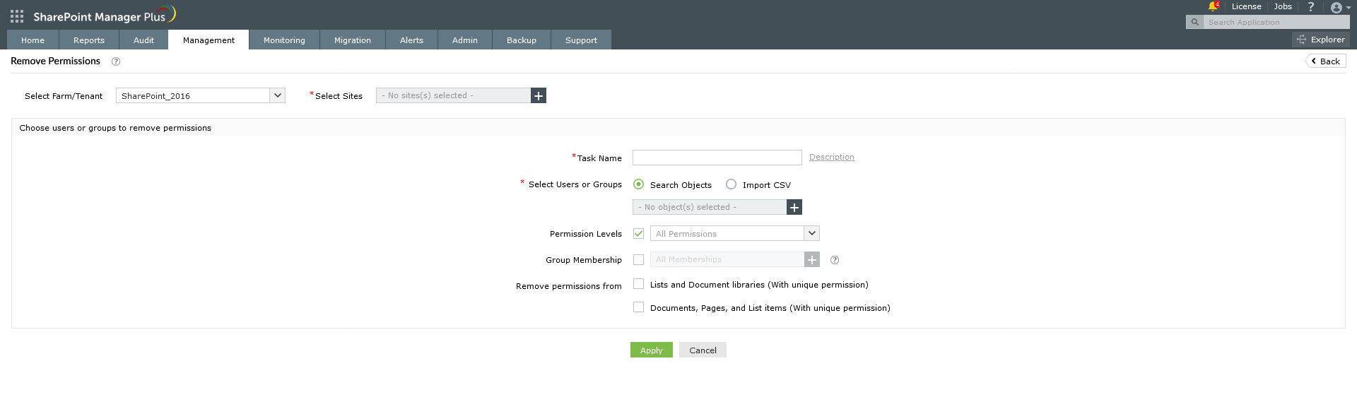 An image showing the Remove Permissions feature