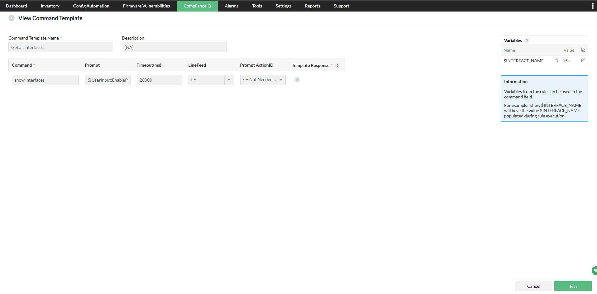 View Command Template