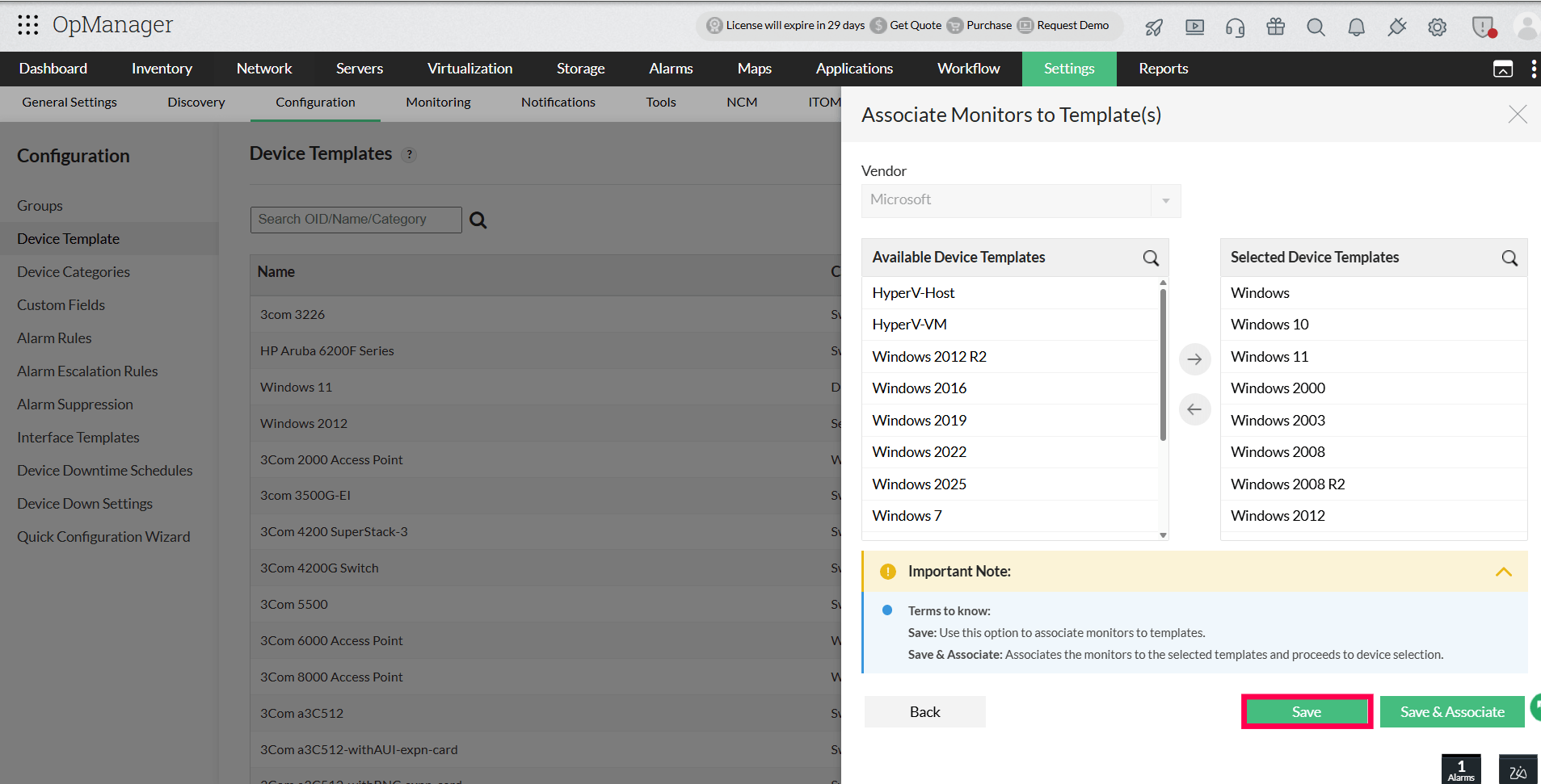 Bulk Template Association | ManageEngine OpManager