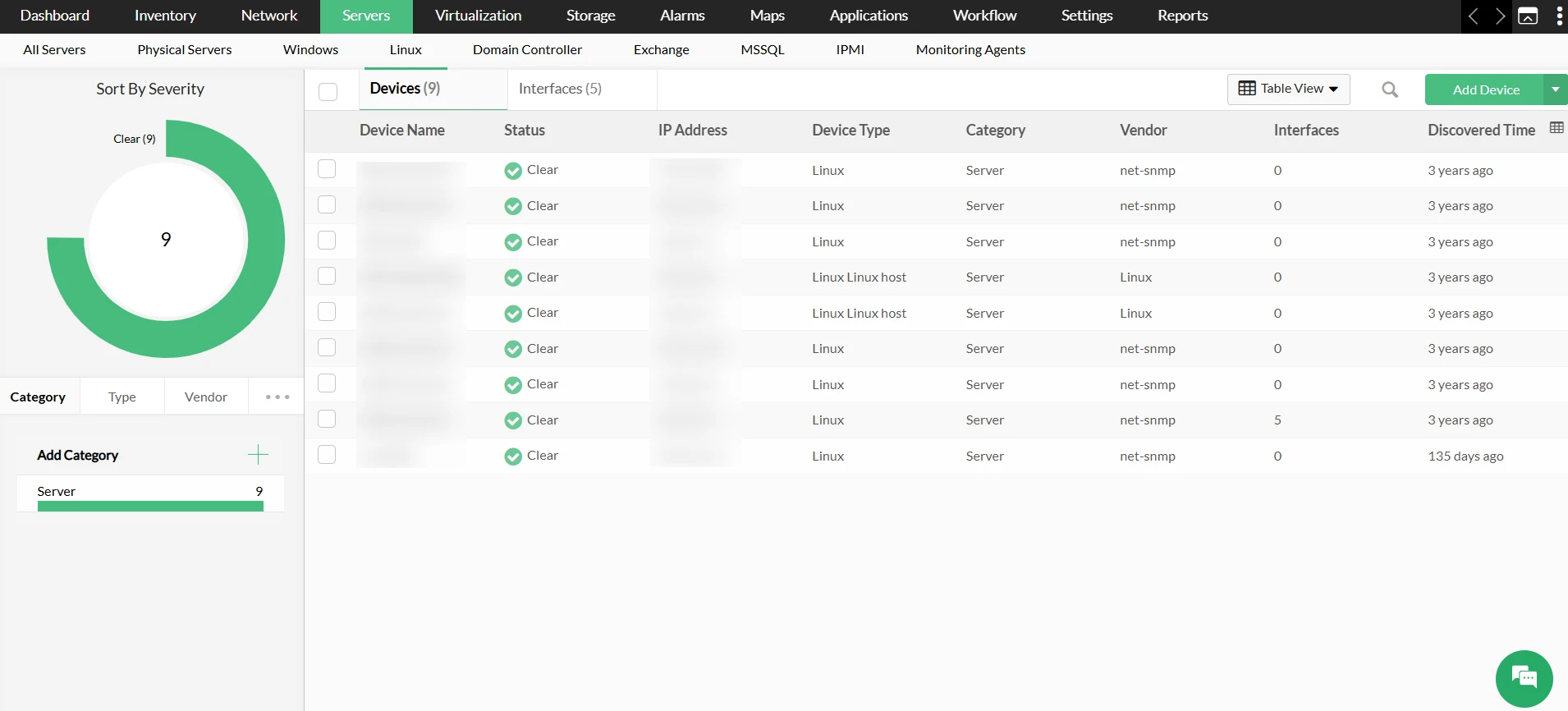 Discovery and monitoring of linux devices with OpManager: Linux server inventory