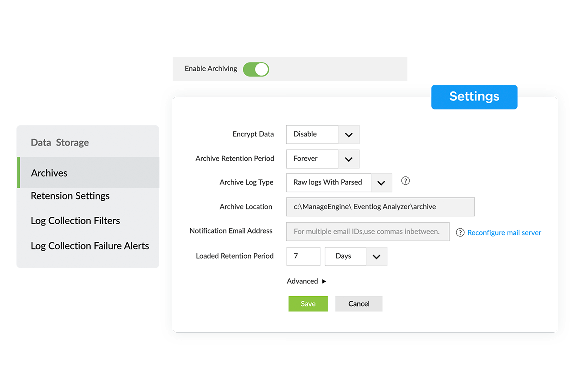 erramenta de análise de Logs de Eventos do Windows ManageEngine