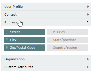 Atributos gerais para detalhes de endereço no perfil do usuário do ADSelfService Plus.