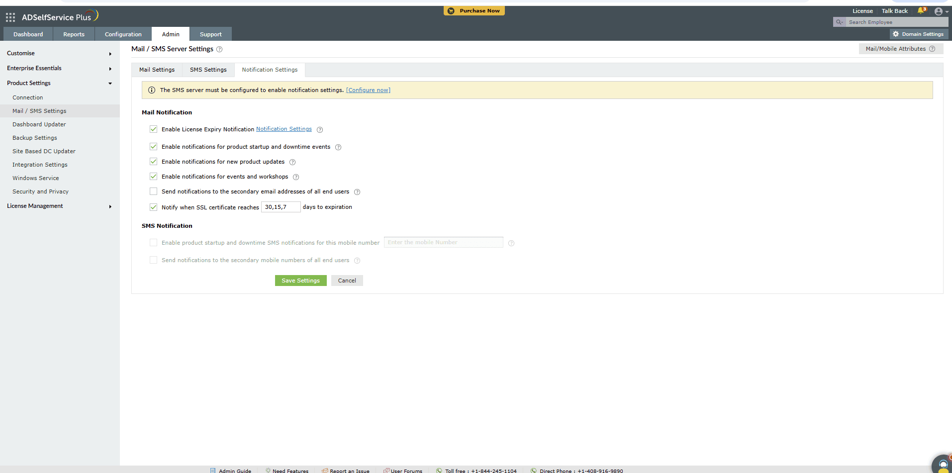 Configurações de inicialização e registro do ADSelfService Plus Configurações de inicialização e registro do ADSelfService Plus