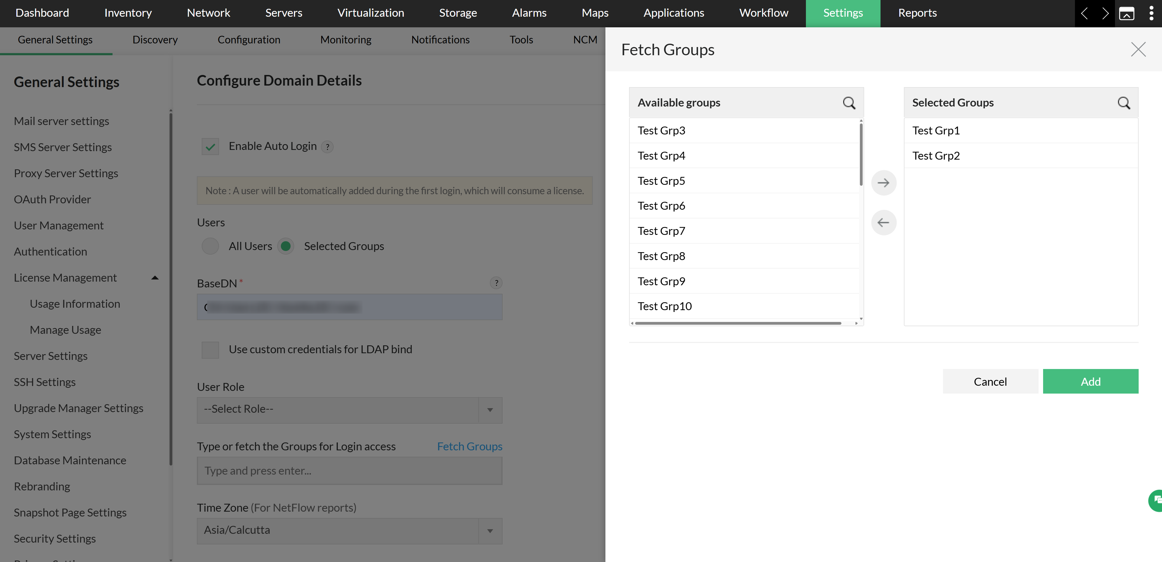 add3 Domain addition in OpManager: AD authentication