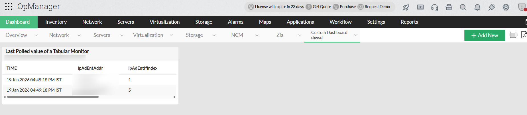 Tabular OID Monitoring ManageEngine OpManager: Tabular OID Monitoring