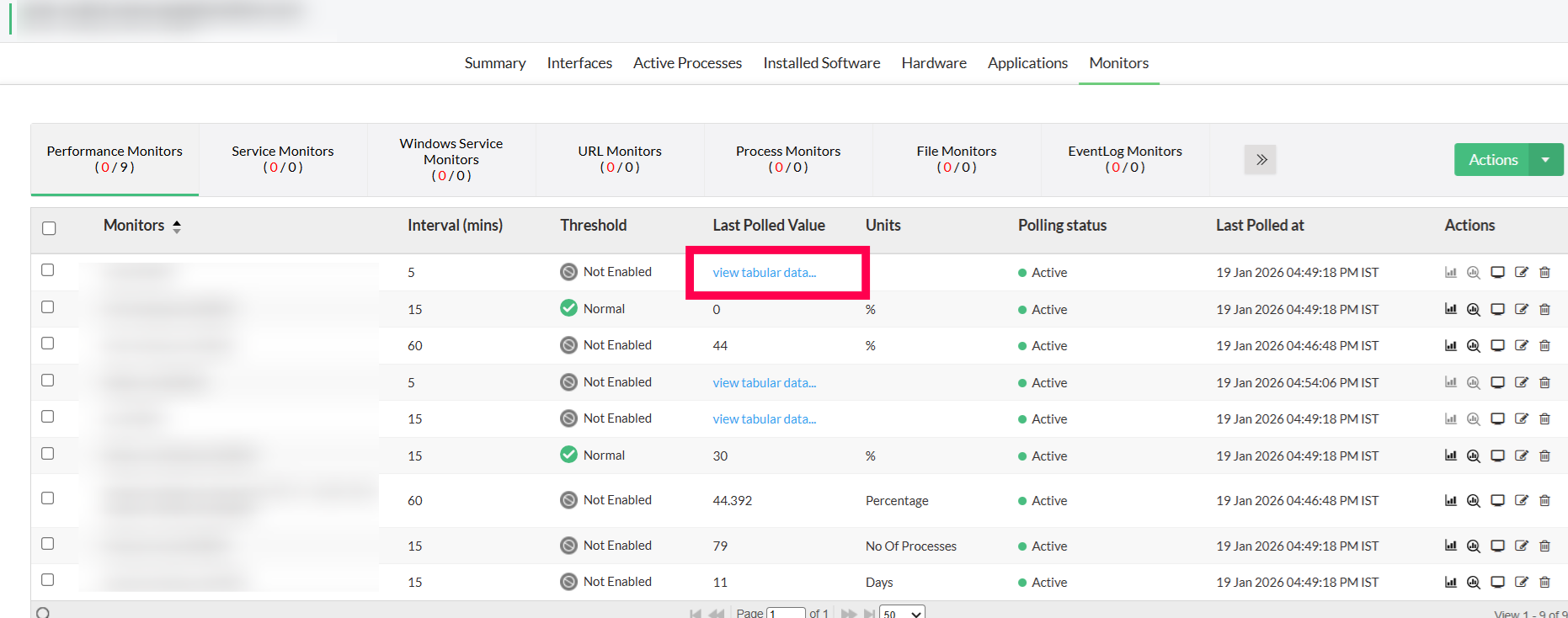 Tabular OID Monitoring ManageEngine OpManager: Tabular OID Monitoring